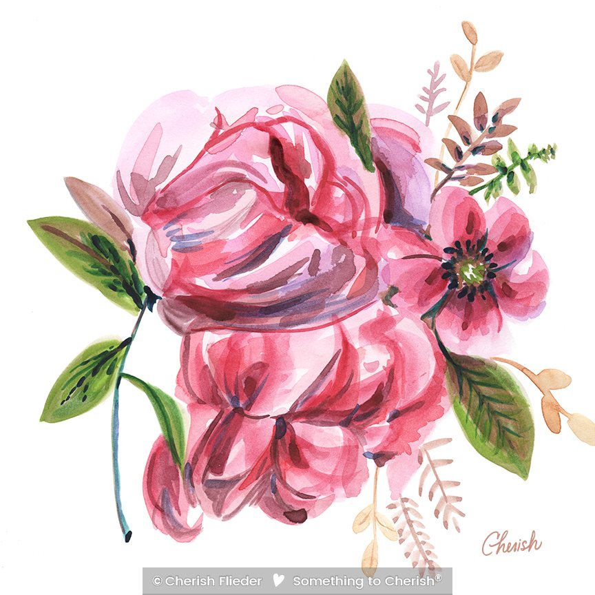 Floral C1707-15 Bloom Pink Rose © Cherish Flieder