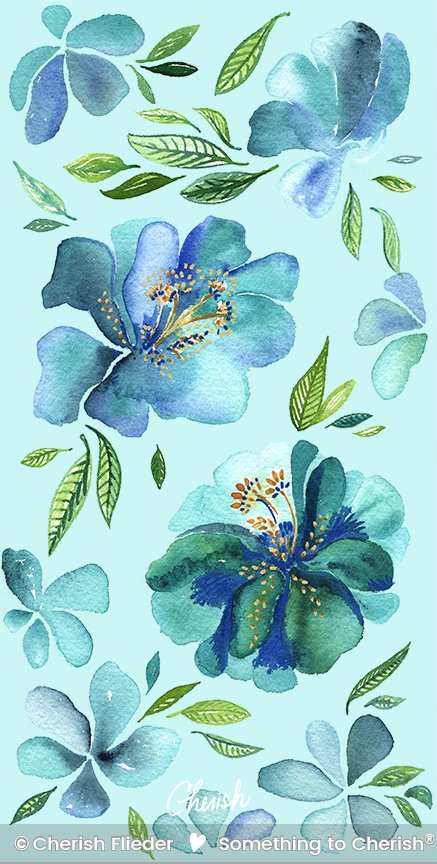  Floral C1634 02 Watercolor Blu Fleur © Cherish Flieder