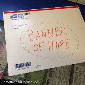 My Banner of Hope on its way to the CHA SHOW in Anaheim, California