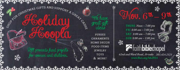 Colorado Community Print Ad: Holiday Hoopla Chalk Art Campaign Illustrated and Designed by Cherish Flieder